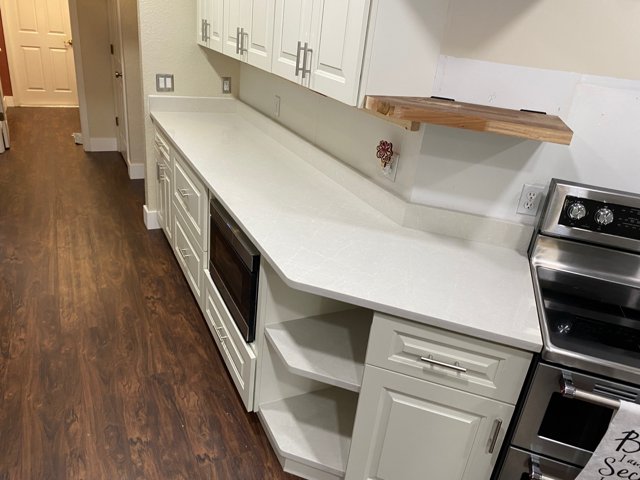 Angled countertop and appliance openings